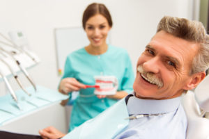 Senior man in dental chair