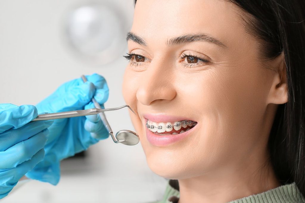 A woman with braces